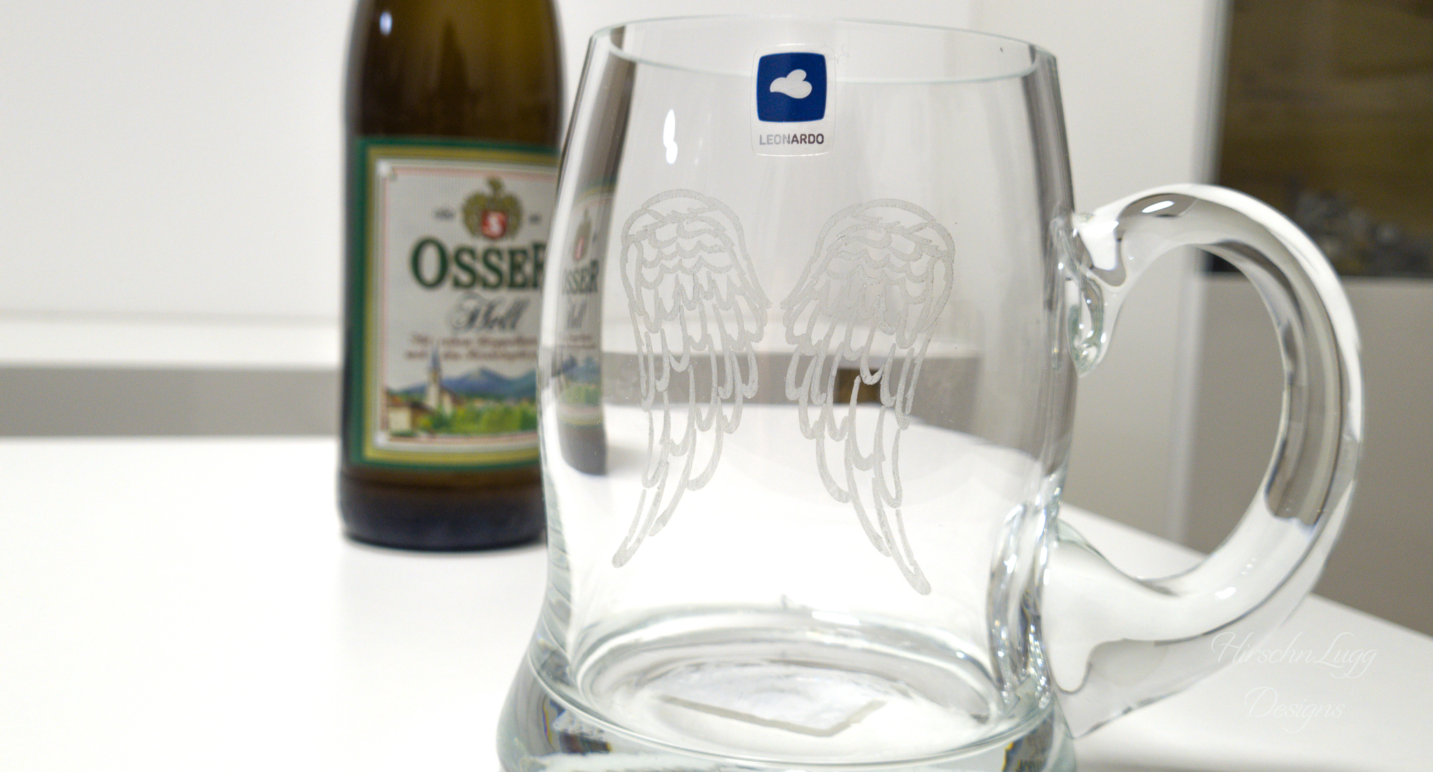 Bierglas Glasgravur Angelwings